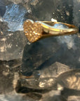 Pave Diamond Heart Signet Ring 14K Yellow Gold Size 6