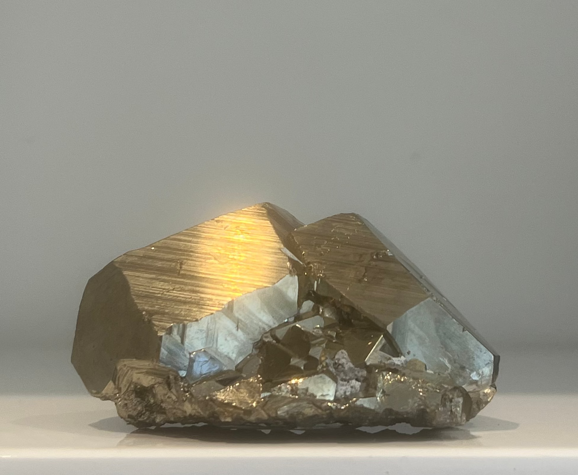 Pyrite with grey background