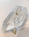 Large Mother of Pearl Heart Pavé Diamond Necklace in 14K Yellow Gold