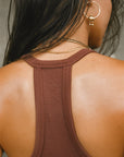 V Neck Racerback Tank - Oxblood Flex Rib
