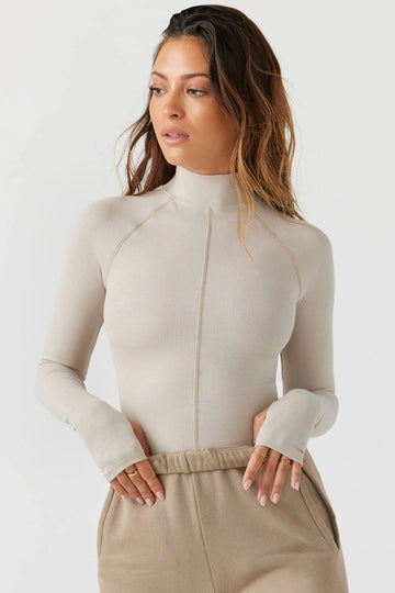 Stitch Mock Neck Long Sleeve