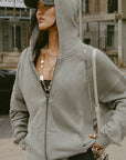 Oversized Zip Hoodie - Vetiver French Terry