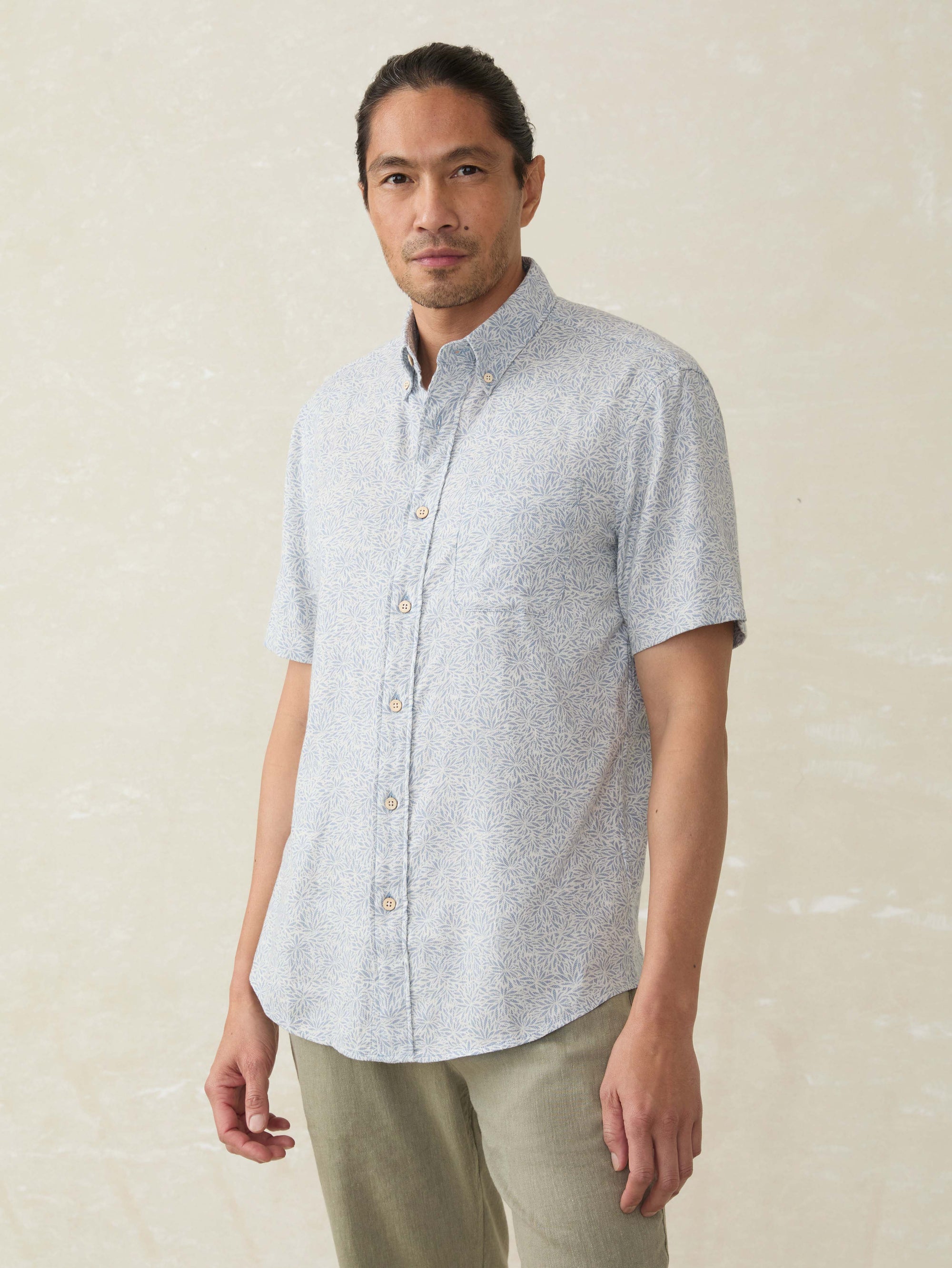 Short-Sleeve Breeze Shirt - Sky Blue Frond