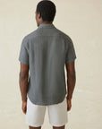 Short Sleeve Palma Linen Shirt -  Washed Black Basketweave