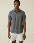 Short Sleeve Palma Linen Shirt -  Washed Black Basketweave