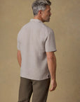 Short-Sleeve Laguna Linen Camp Shirt - Khaki Pincheck