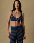 Miramar Linen Sweater Bralette - Navy Stripe