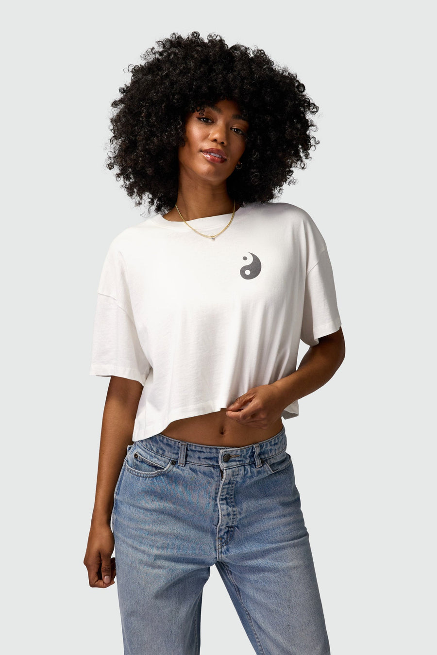 Spiritual Gangster Yn Yang Kaylee Crop Tee White