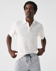Short Sleeve Laguna Linen Polo - Clean Linen Heather