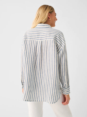 Linen Laguna Relaxed Shirt - Blue Lucy Stripe