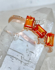 Scattered Baguette Orange Sapphire Ring - 14k Gold
