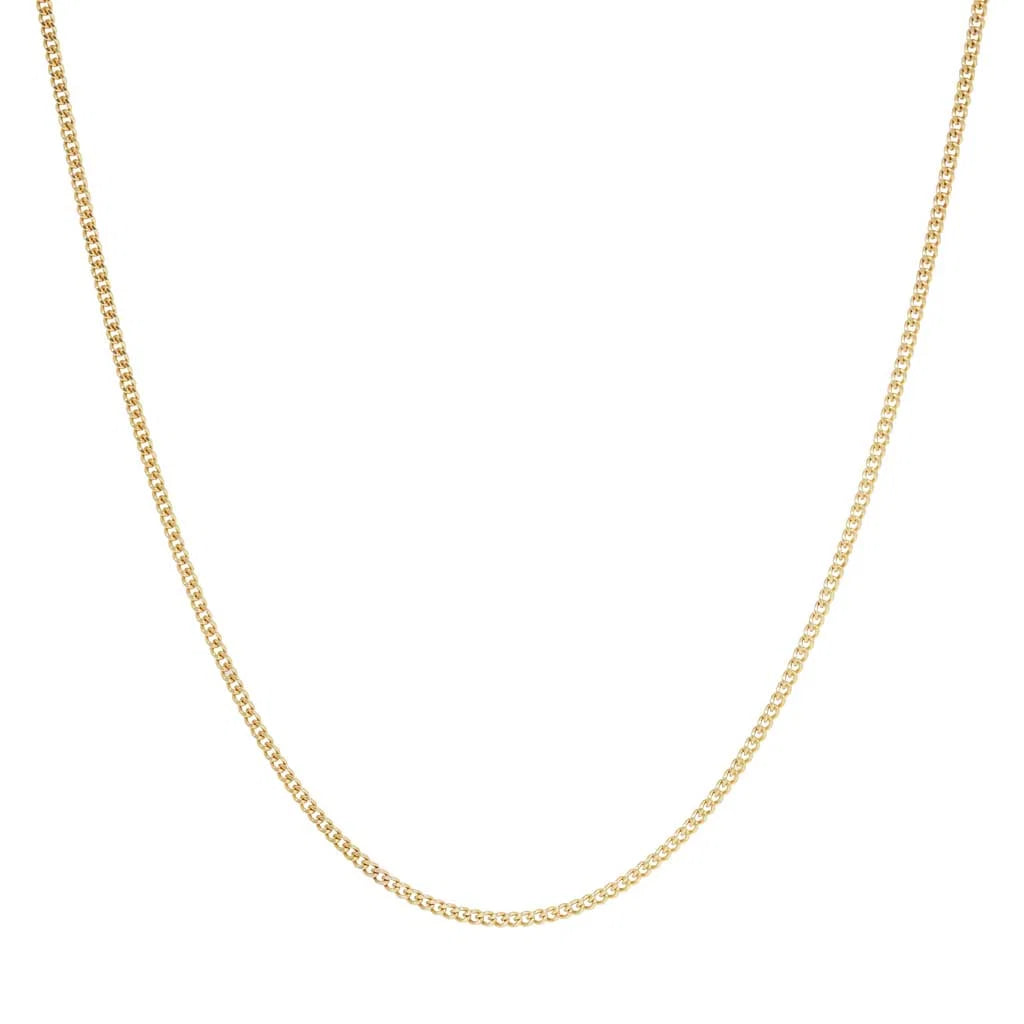 A 14k yellow gold chain necklace shown against a plain white background.