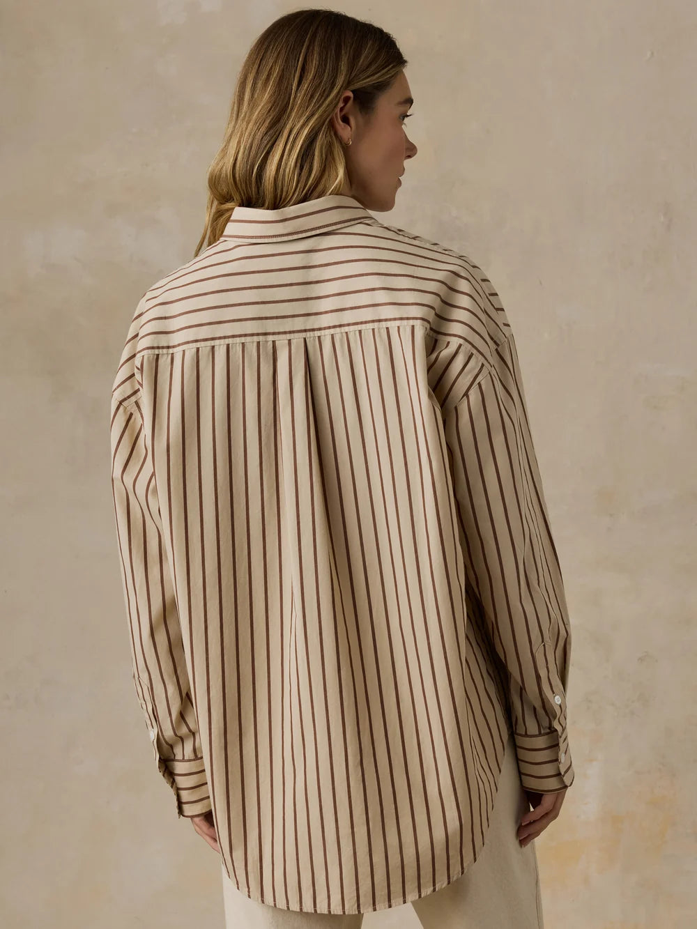 Coastal Poplin Relaxed Shirt - Drift Sand Stripe