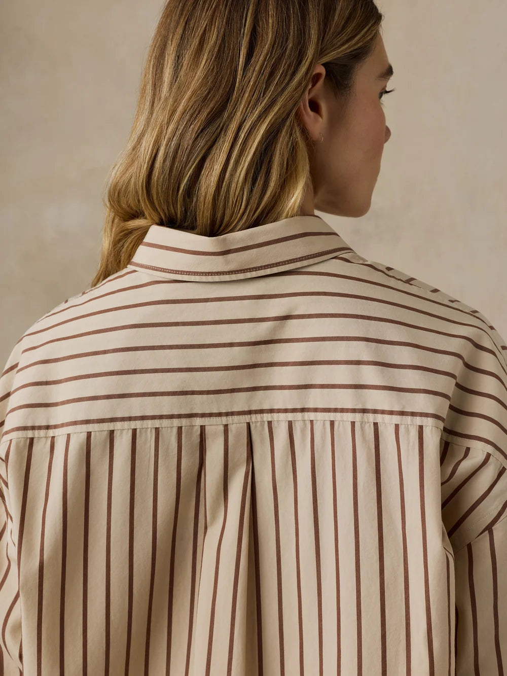 Coastal Poplin Relaxed Shirt - Drift Sand Stripe