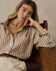 Coastal Poplin Relaxed Shirt - Drift Sand Stripe