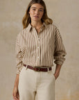 Coastal Poplin Relaxed Shirt - Drift Sand Stripe