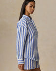 Laguna Linen Relaxed Shirt - Coastal Calm Stripe