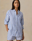 Laguna Linen Relaxed Shirt - Coastal Calm Stripe