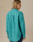 Laguna Linen Relaxed Shirt - Tropic Glow Stripe