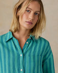 Laguna Linen Relaxed Shirt - Tropic Glow Stripe