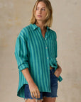 Laguna Linen Relaxed Shirt - Tropic Glow Stripe