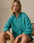 Laguna Linen Relaxed Shirt - Tropic Glow Stripe