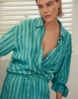 Laguna Linen Relaxed Shirt - Tropic Glow Stripe