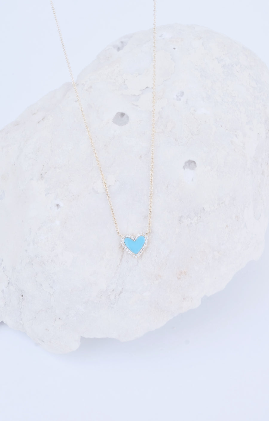 Turquoise Heart with Pave Diamond Halo