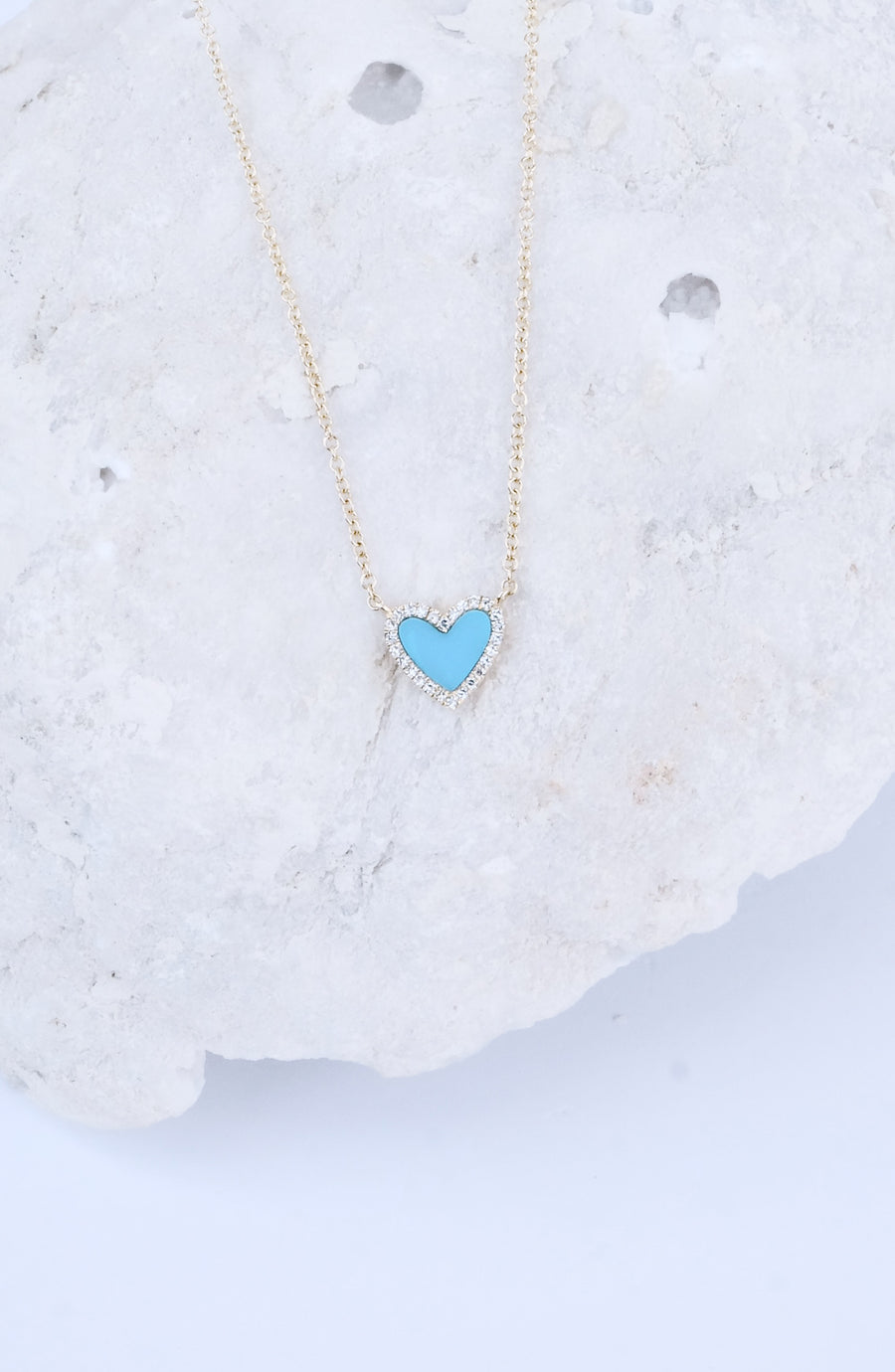Turquoise Heart with Pave Diamond Halo