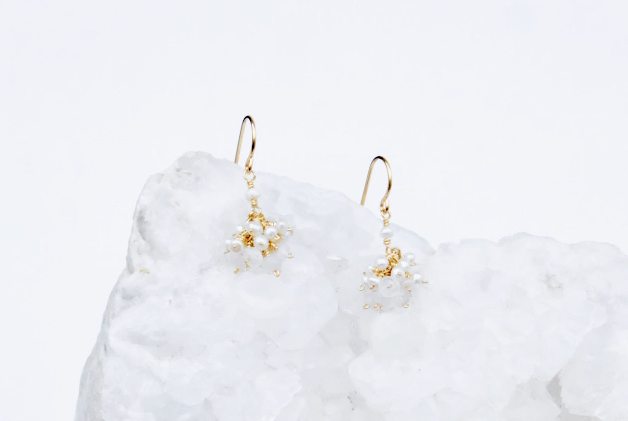 Moonstone and Pearl Bead Earrings