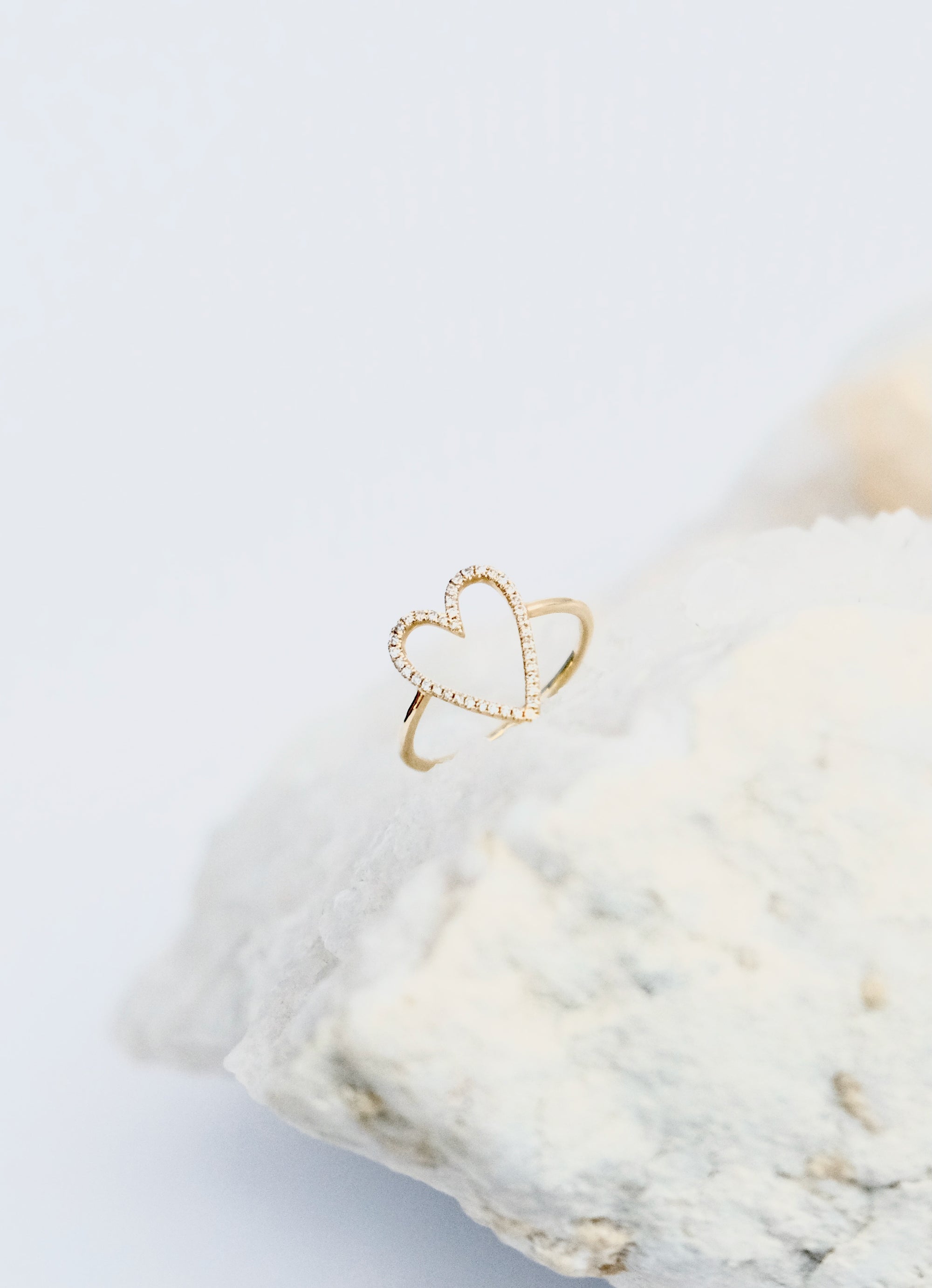 14k Gold Large Heart and Diamond Halo Ring