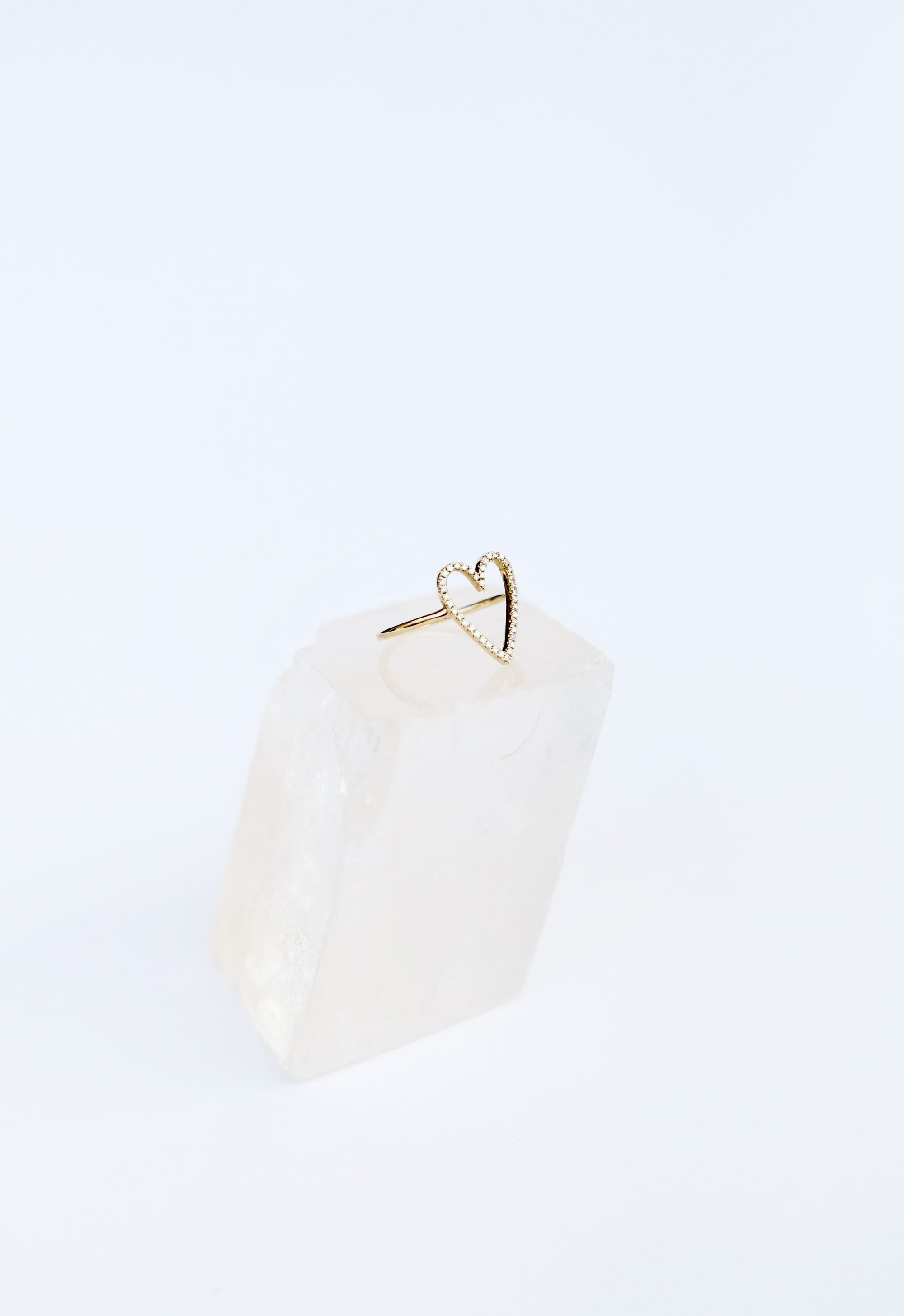 14k Gold Large Heart and Diamond Halo Ring