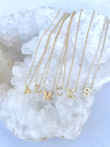 Dainty Block Initial Necklace