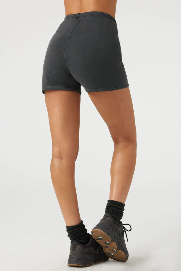 Fitted Sweat Short Washed Black French Terry