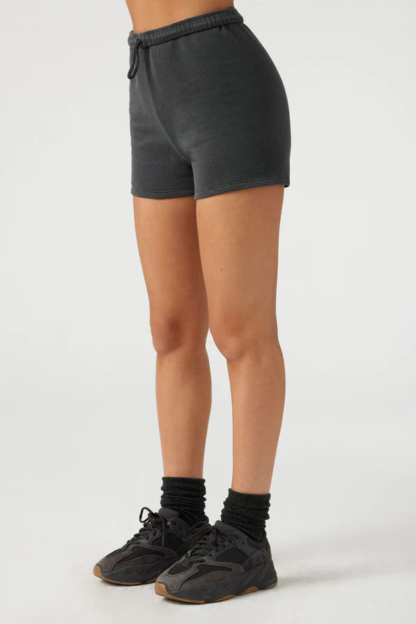 Fitted Sweat Short Washed Black French Terry