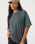 Oversized Crew Tee w/ Logo - Evergreen Cotton