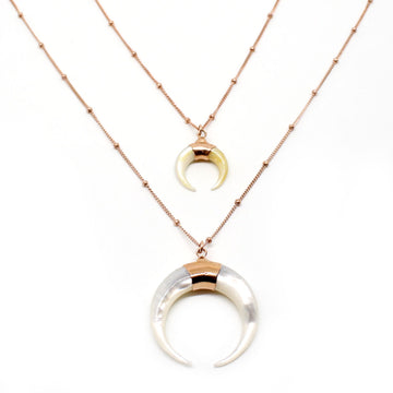 Love Mother of Pearl Horn Necklace