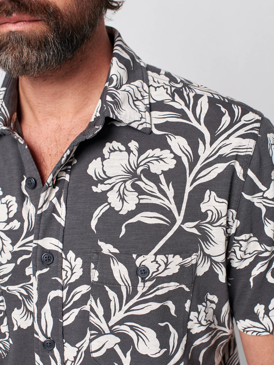 Short-Sleeve Knit Seasons Shirt Cream Ash Floral
