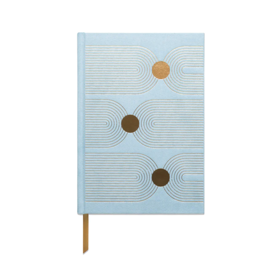 Hard Cover Blue Suede Cloth Journal with Pocket