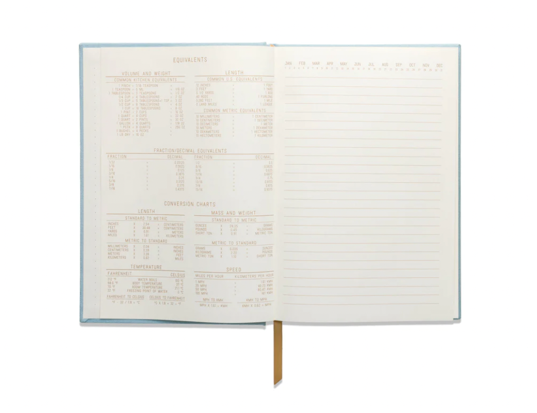 Hard Cover Blue Suede Cloth Journal with Pocket