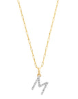 Diamond Letter Initial Necklace & 14k Paperclip Chain
