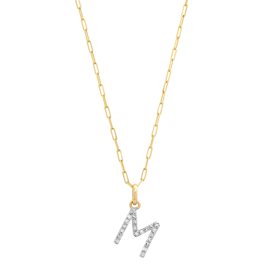 Diamond Letter Initial Necklace & 14k Paperclip Chain